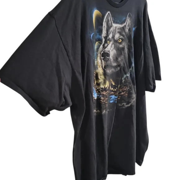 DOM Wolf Pack Night Unisex Graphic T-shirt Size 3XL Black Wolves - Picture 5 of 9